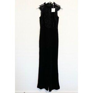 NWT Miss Holly Roya‎ Crochet Lace Wide Leg Jumpsuit Holiday Party Black Small